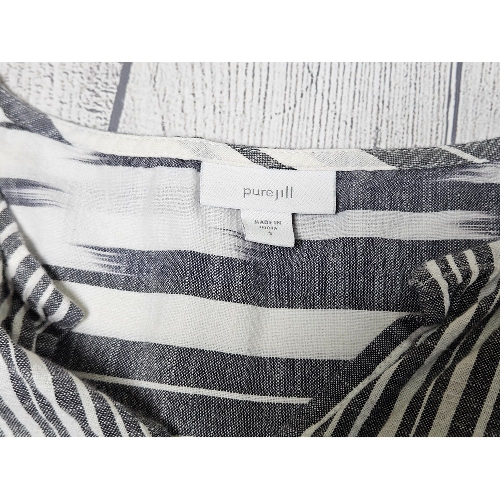 Pure Jill Tunic Top Womens Small Gray Striped Cotton Lightweight Boho Lagenlook - Picture 4 of 6